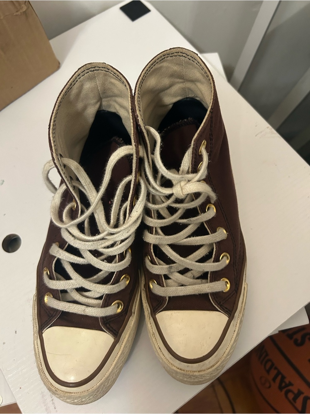 Converse Kids High-Top Sneakers in Brown and Cream